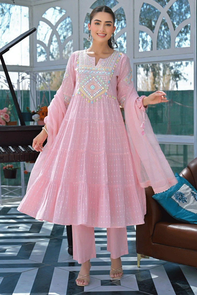 Kodi Work Designer Kurti Set For Gen Z Girl - Anaya Designer Studio Baby Pink / L Kodi Work Designer Kurti Set For Gen Z Girl - Anaya Designer Studio Baby Pink / L