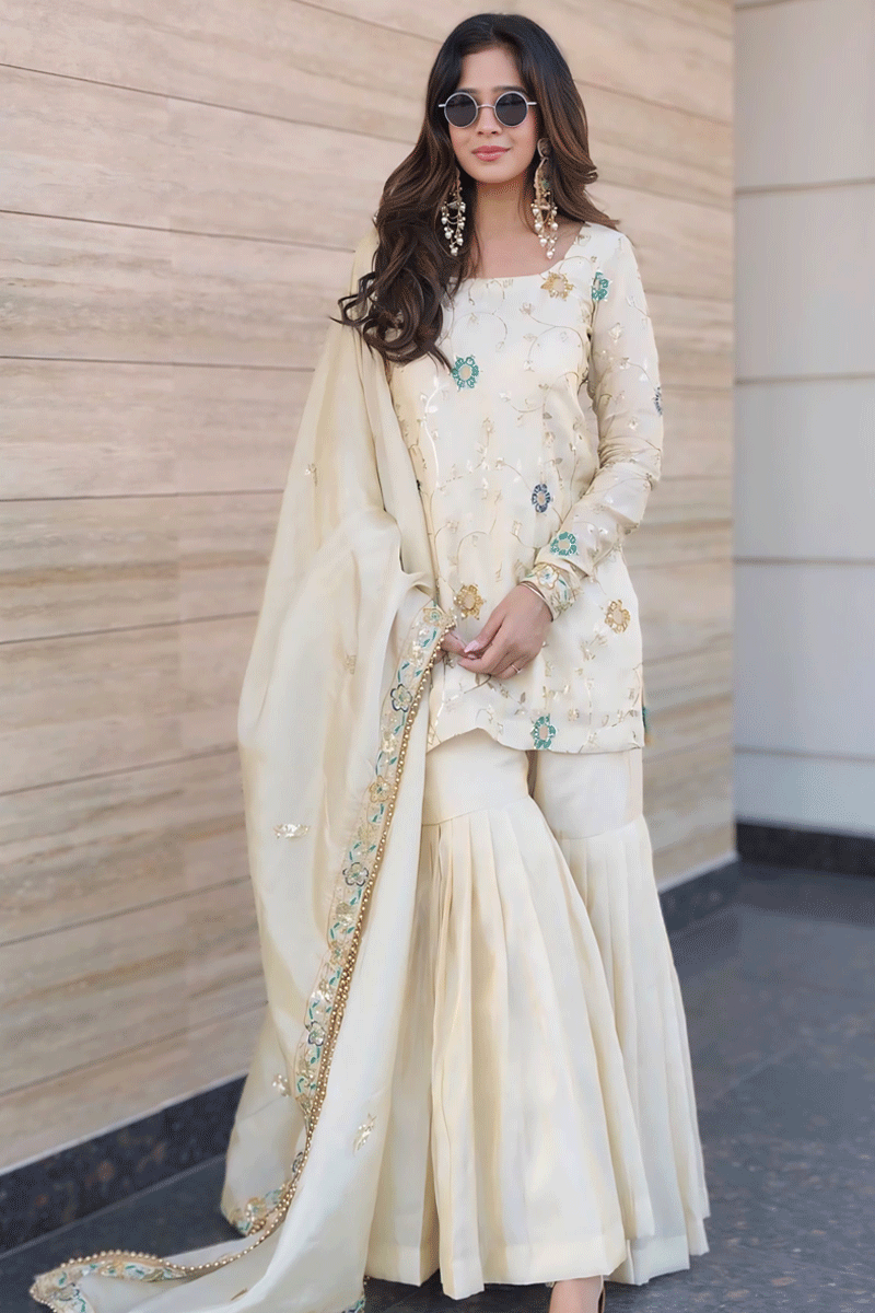 Wedding Special Full Sleeves Embroidery Work Sharara Dress