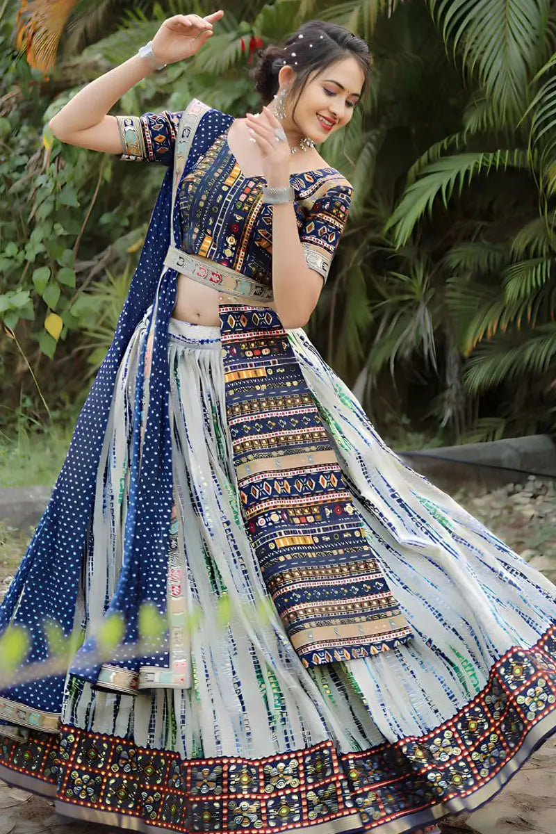 Buy The Latest White Lehenga For Garba Dance - Main Image