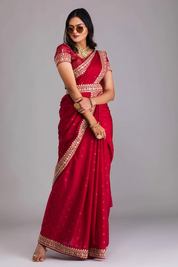 Designer Zomato Silk Saree With Designer Waist Belt