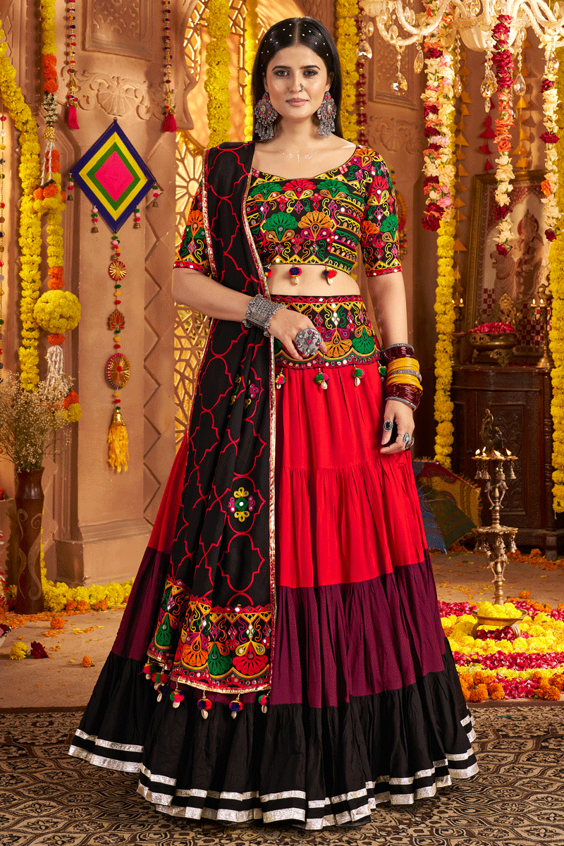 Designer Ready To Wear Gamthi Work Lehenga Choli For Garba Designer Ready To Wear Gamthi Work Lehenga Choli For Garba