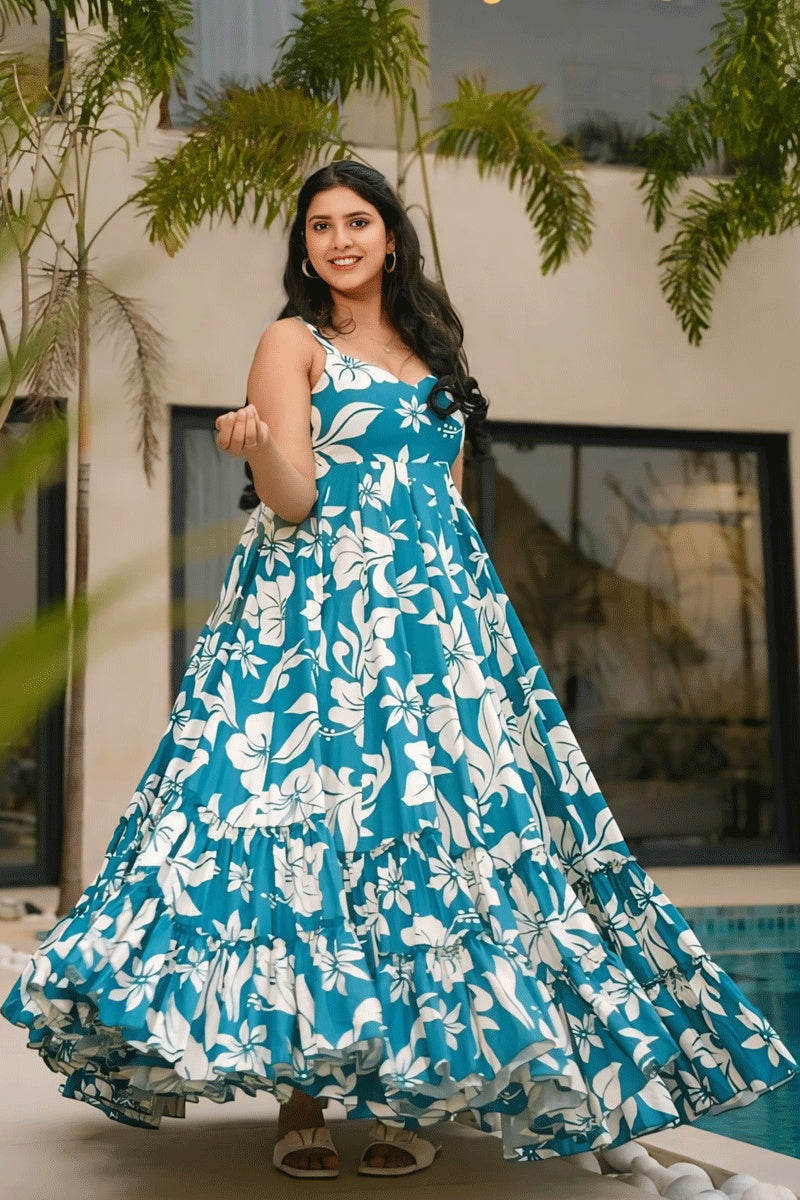 Party Wear Sleeveless Long Gown for Gen Z Girl
