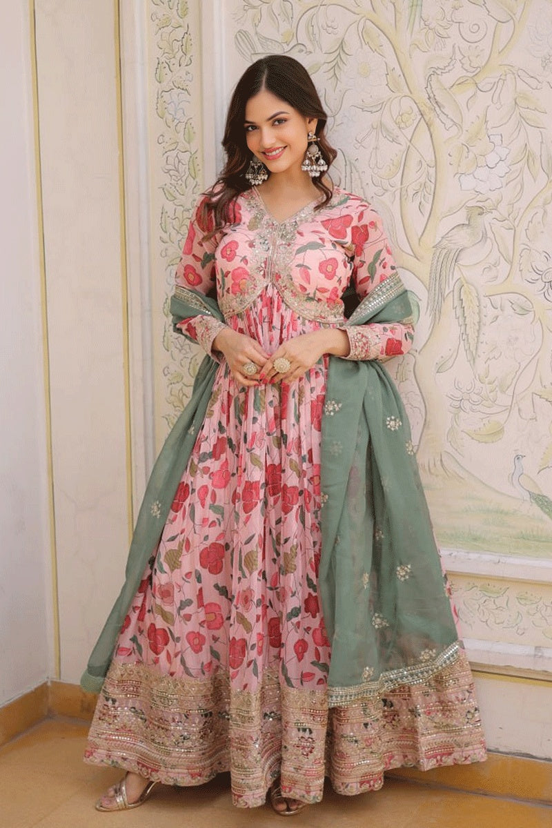 festive anarkali dress RaiR Women's Anarkali Suit | Wine Vichitra Silk Zari Embroidered Sequins Anarkali Suit | Wine | Chic Style | Engagement | Classic Neck Style