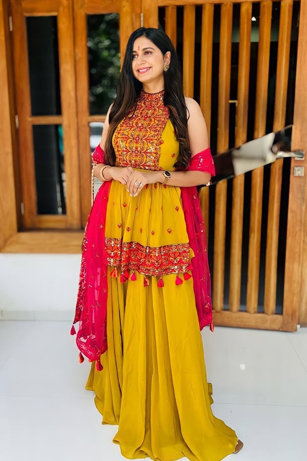 Kinjal Dave Navratri Special Peplum Kurti With Palazzo 2022 Anaya Designer Studio