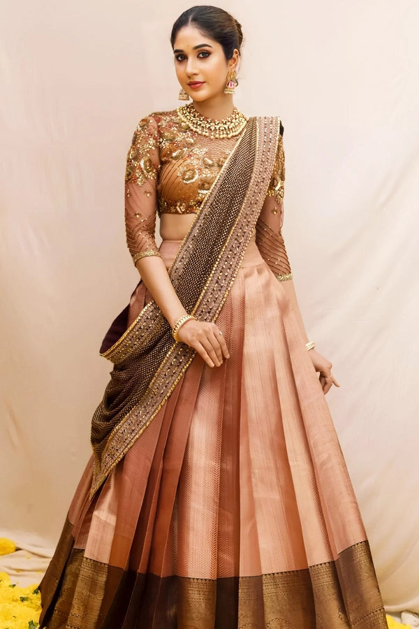 Latest South Indian Dhavani Half Saree For Girls