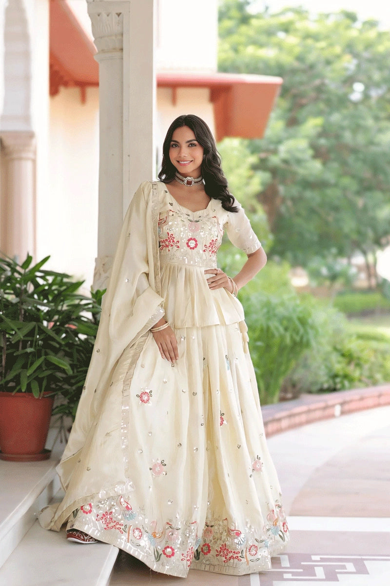 Designer Ready To Wear Off White Color Lehenga Choli Designer Ready To Wear Off White Color Lehenga Choli