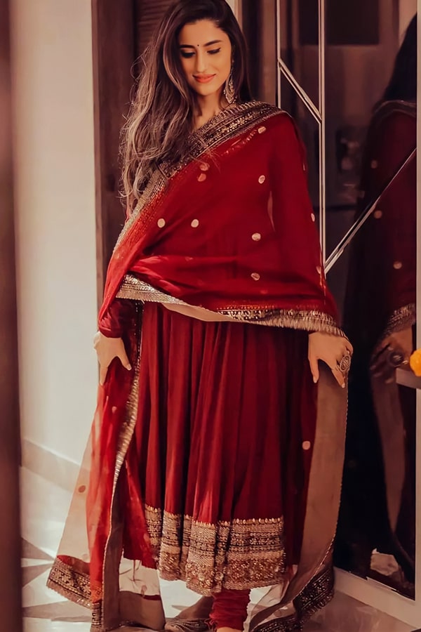 Party Wear Long Dress For Karwa Chauth