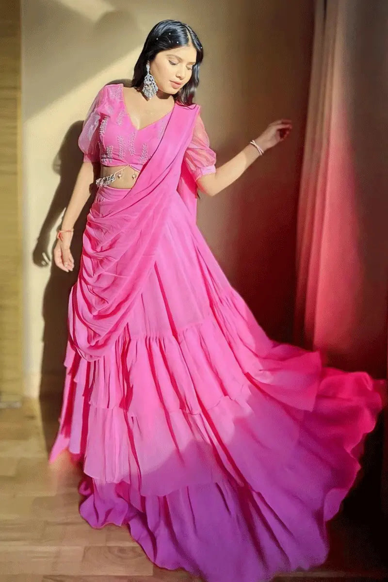 Pre Stitched Ready To Wear Saree For Farewell