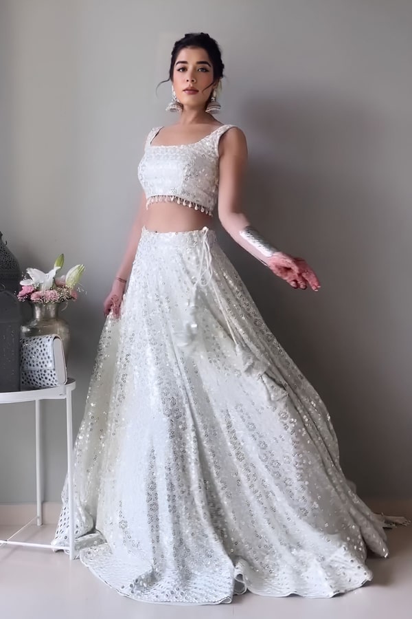 White Lehenga Blouse Designs For Girl Womens White Crop Top