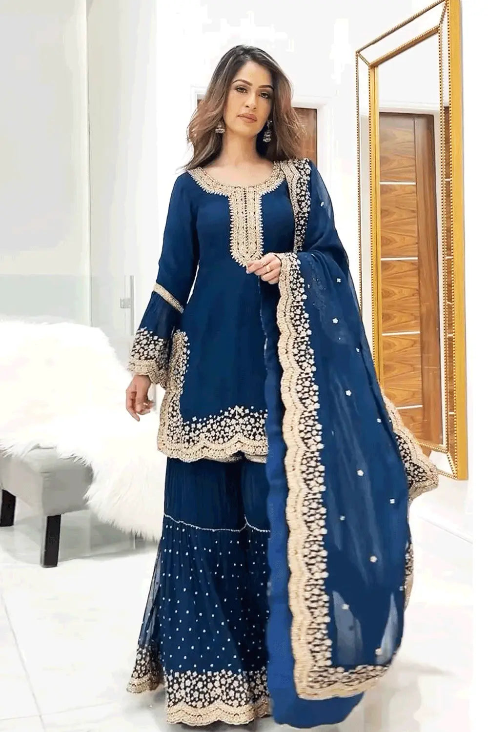 Georgette Sharara Suit For Wedding - Main Image