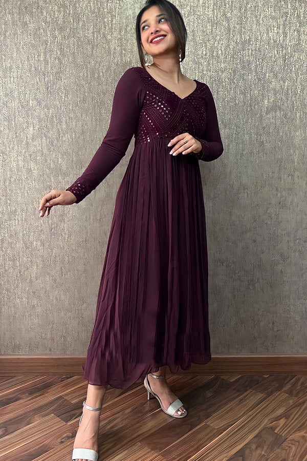 Wedding Party Wear Purple Dress For Wedding Reception Simple Gown