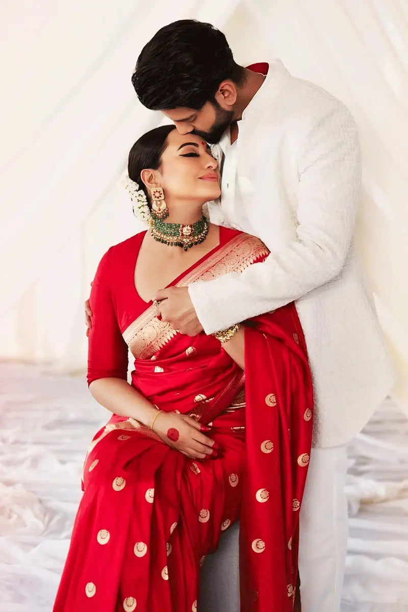 Sonakshi Sinha Red Color Saree For Wedding