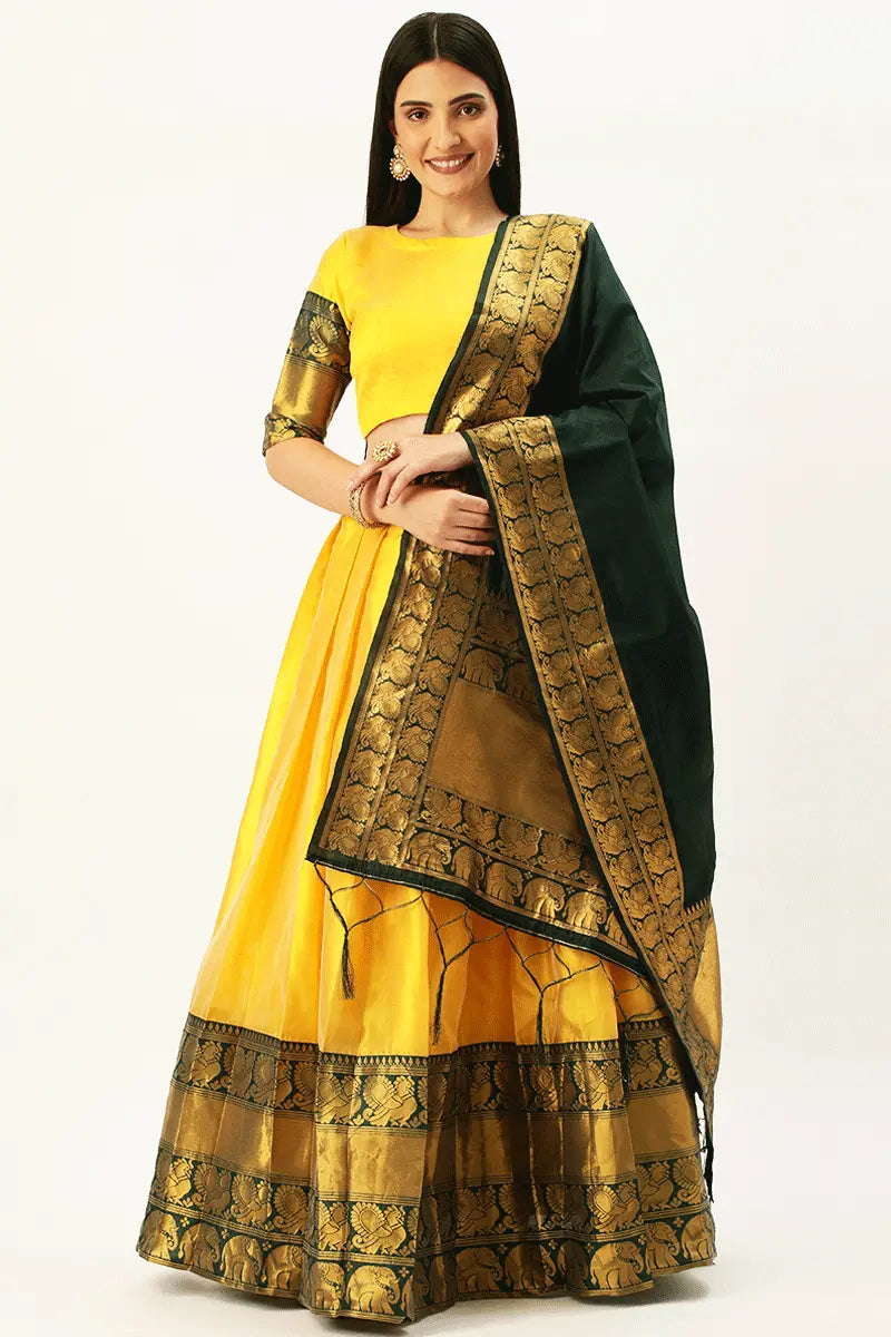 South Indian Half Saree Look For Haldi Funtion