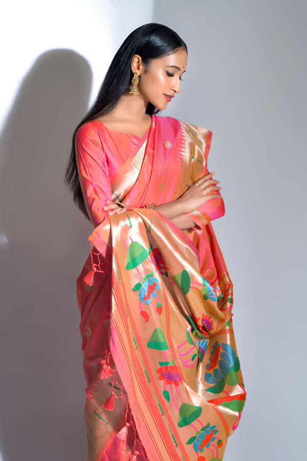 Traditional Paithani saree for women, Wedding Soft Maharashtrian Sarees for Wedding, Bollywood Indian Silk online Saree Party wear