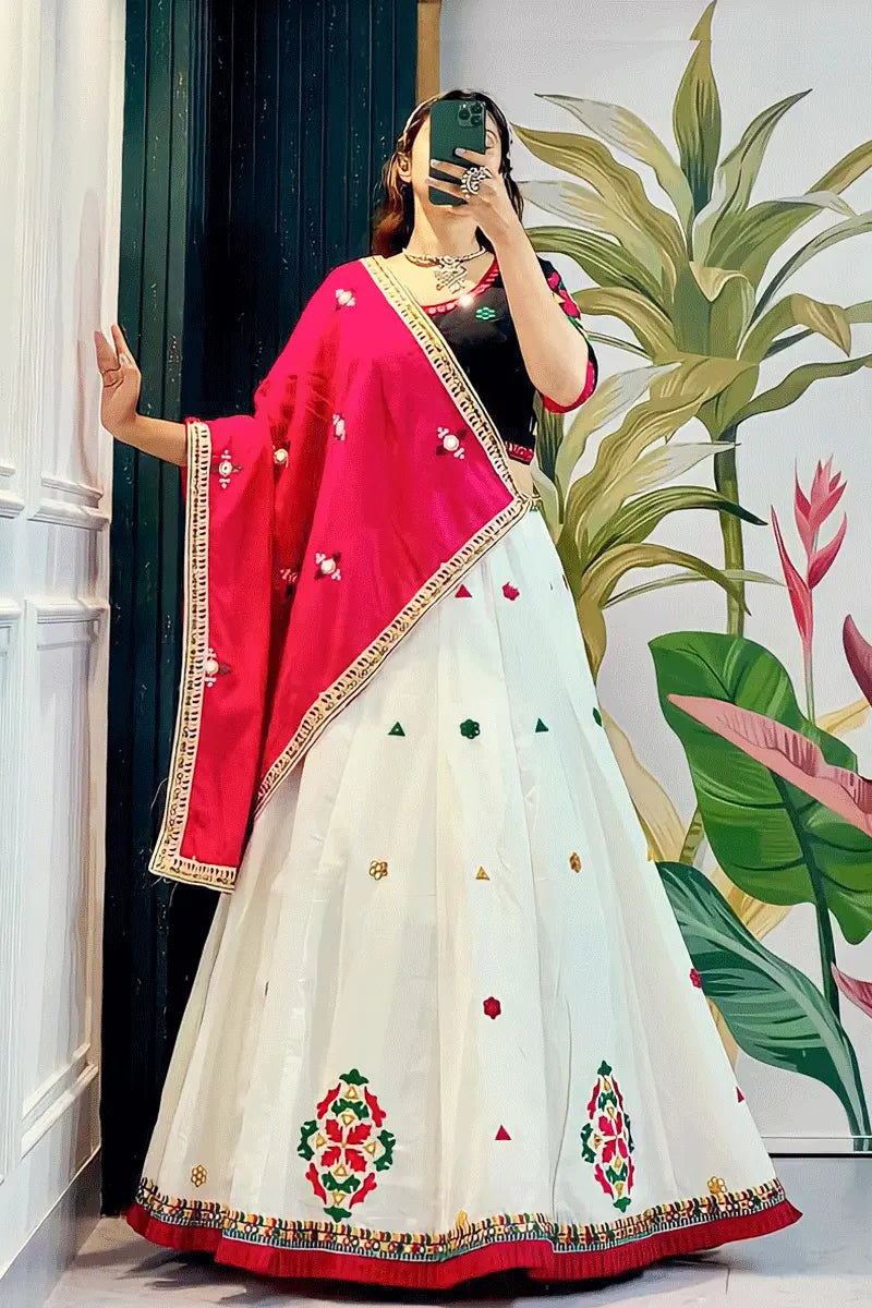 White Color Latest Chaniya Choli For Garba - Anaya Designer Studio White Color Latest Chaniya Choli For Garba - Anaya Designer Studio