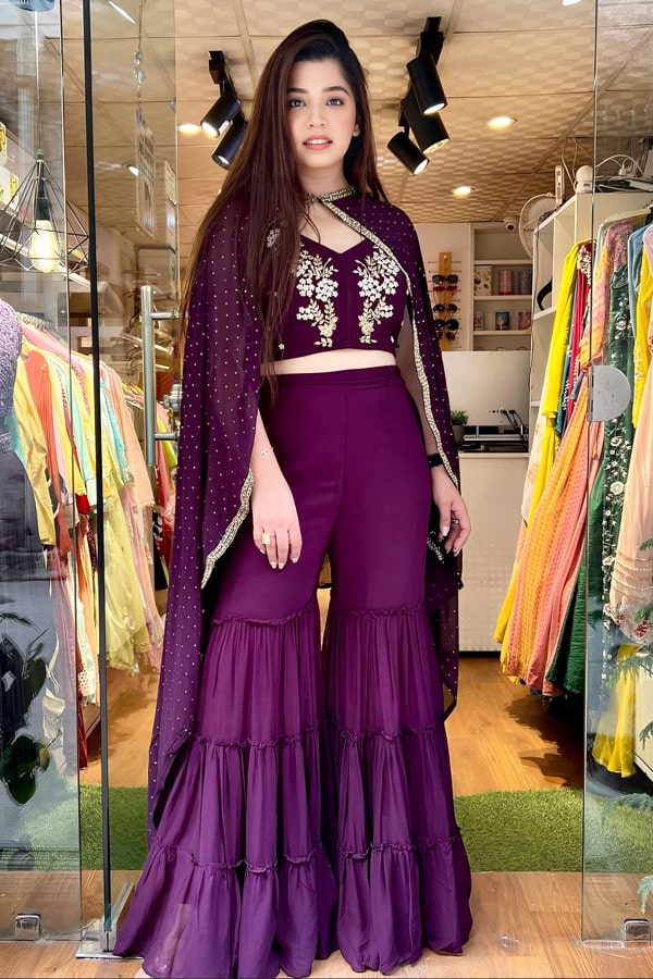 Crop Top With Sharara For Girls 2023