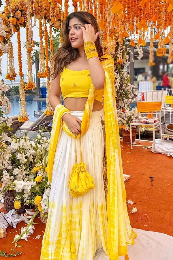 Kritika Khurana New Crop Top Lehenga For Haldi Ceremony