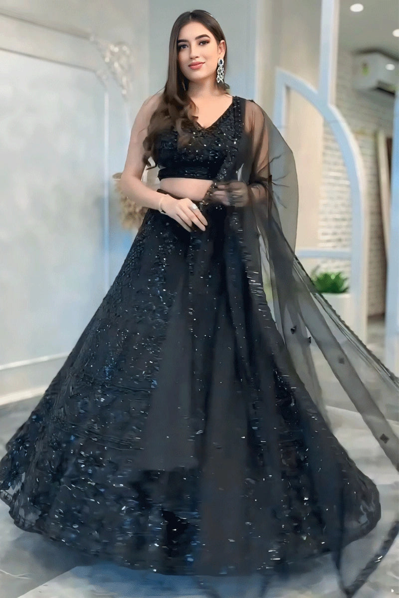 Lehenga Designs Dresses For Mehndi And Sangeet Beautiful Black