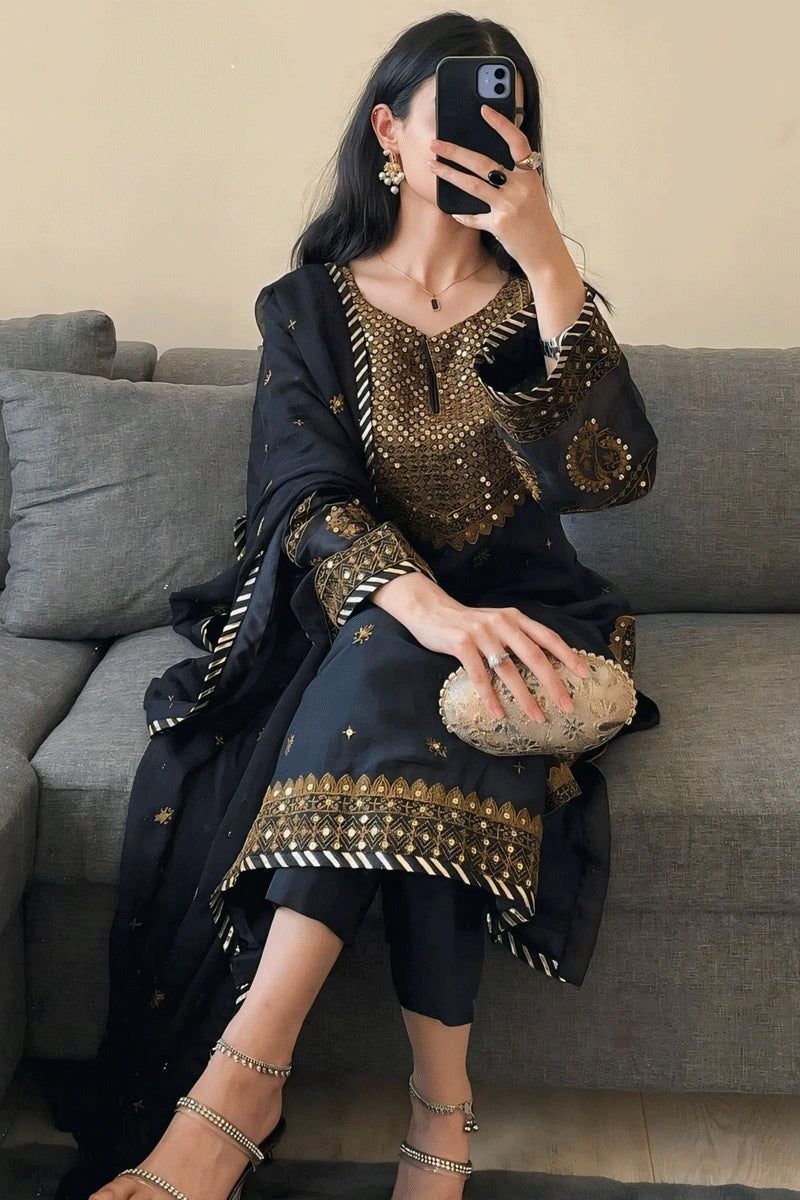 Full Sleeve Black Dress For Wedding Sangeet - Anaya Designer Studio Full Sleeve Black Dress For Wedding Sangeet - Anaya Designer Studio