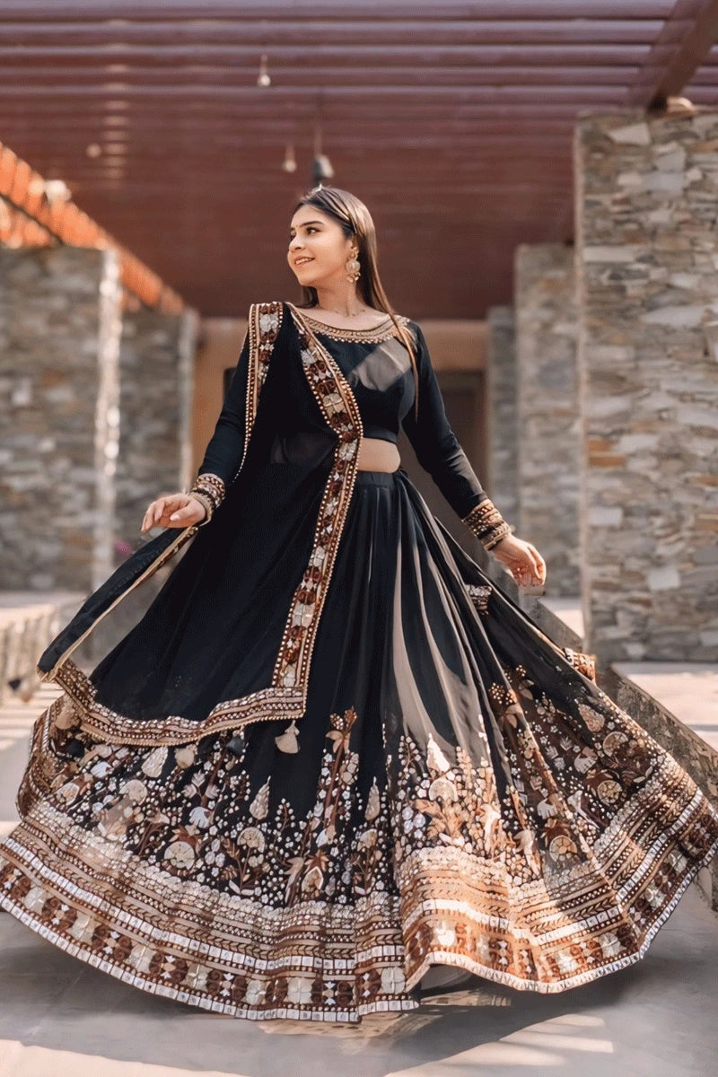 Black Designer Lehenga For Bridal Sangeet Function