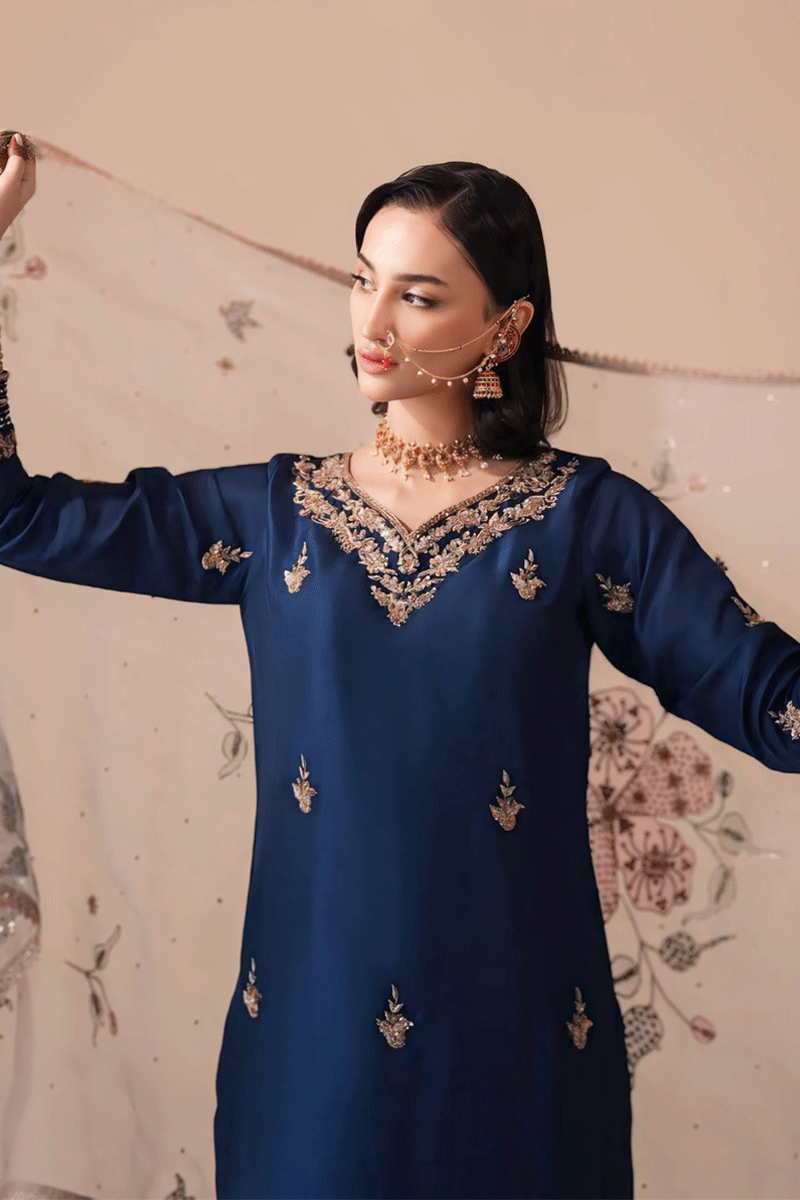Navy Blue Color Punjabi Dress For Lohri Function - Anaya Designer Studio Navy Blue / XXL Navy Blue Color Punjabi Dress For Lohri Function - Anaya Designer Studio Navy Blue / XXL