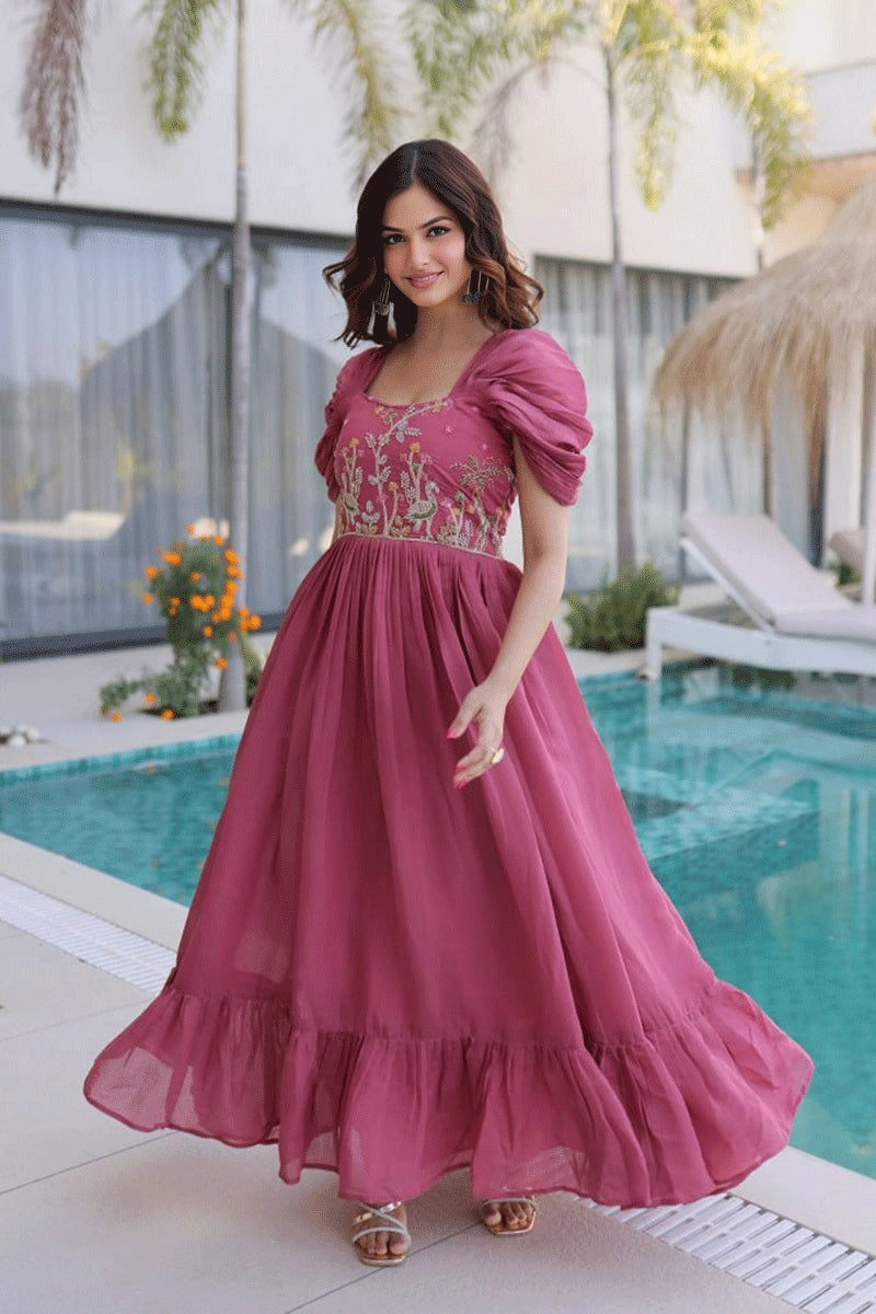 Designer Reception Party Wear Long Gown For Girl