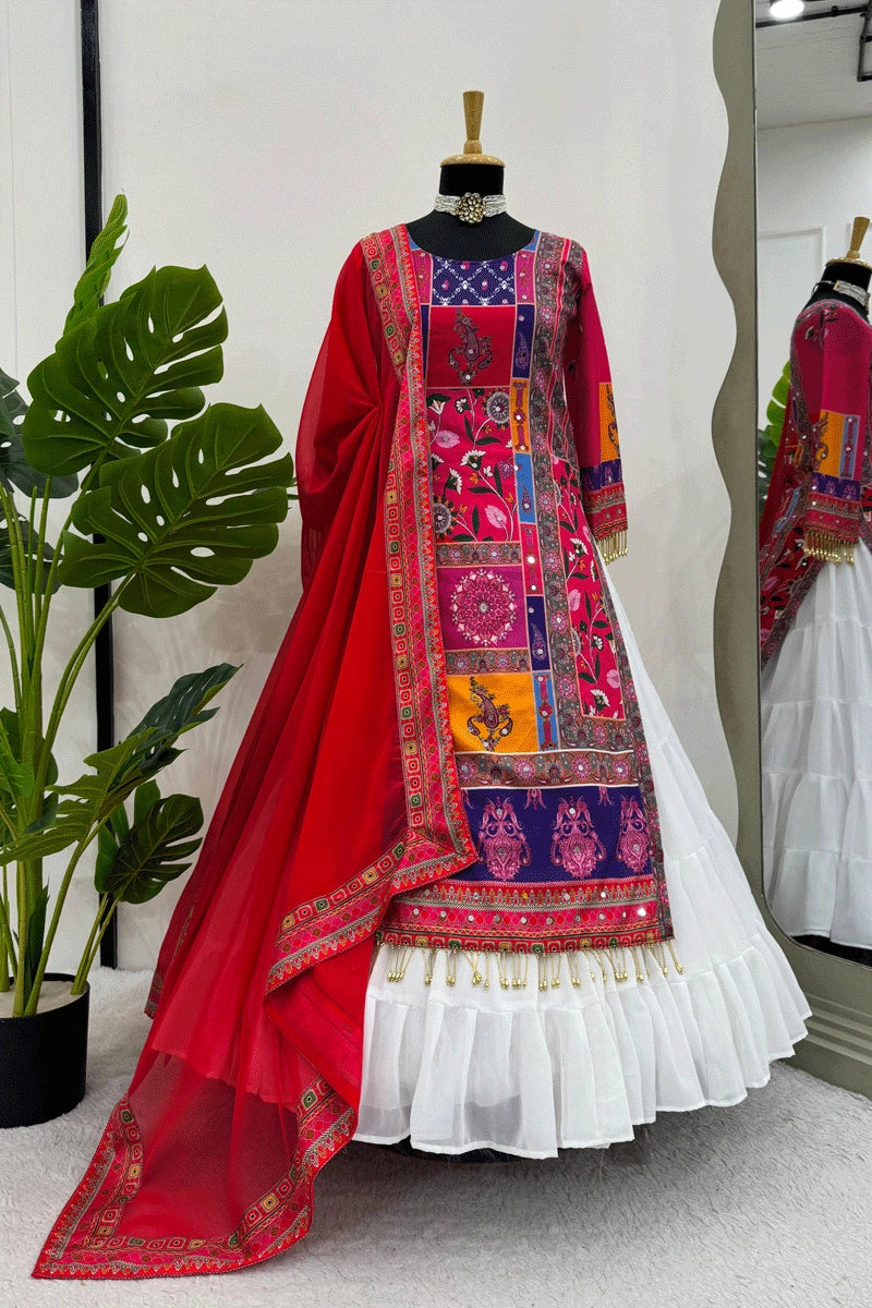 Designer Kurti With Lehenga Combination For Diwali Festival