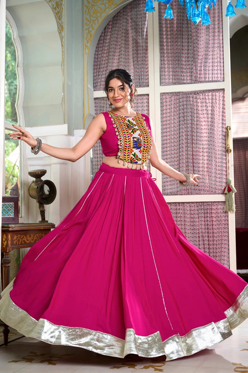 Navratri Special Pink Chaniya Choli For Girls - Main Image