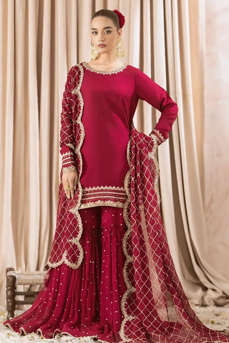 Georgette Red Sharara Suit With Dupatta For Wedding - Anaya Designer Studio Georgette Red Sharara Suit With Dupatta For Wedding - Anaya Designer Studio