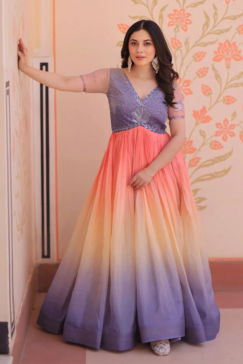 Designer Multi Color Long Gown For Reception - Anaya Designer Studio Designer Multi Color Long Gown For Reception - Anaya Designer Studio