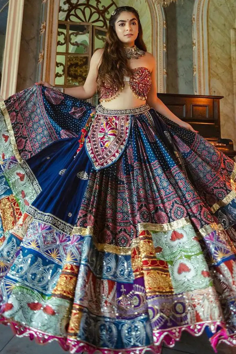Traditional Gujrati Ghagra Choli Designs With Price Mirror Work