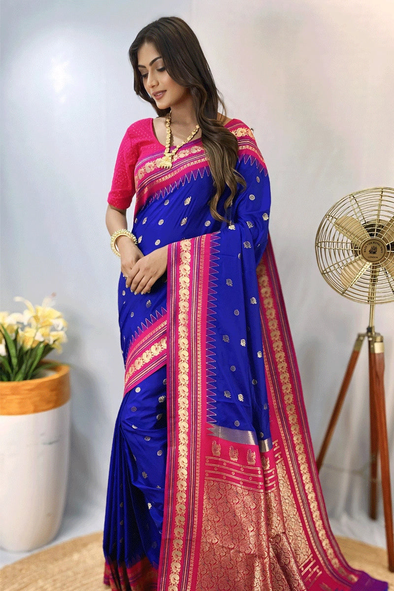 Wedding Special Navy Blue Colour Silk Saree