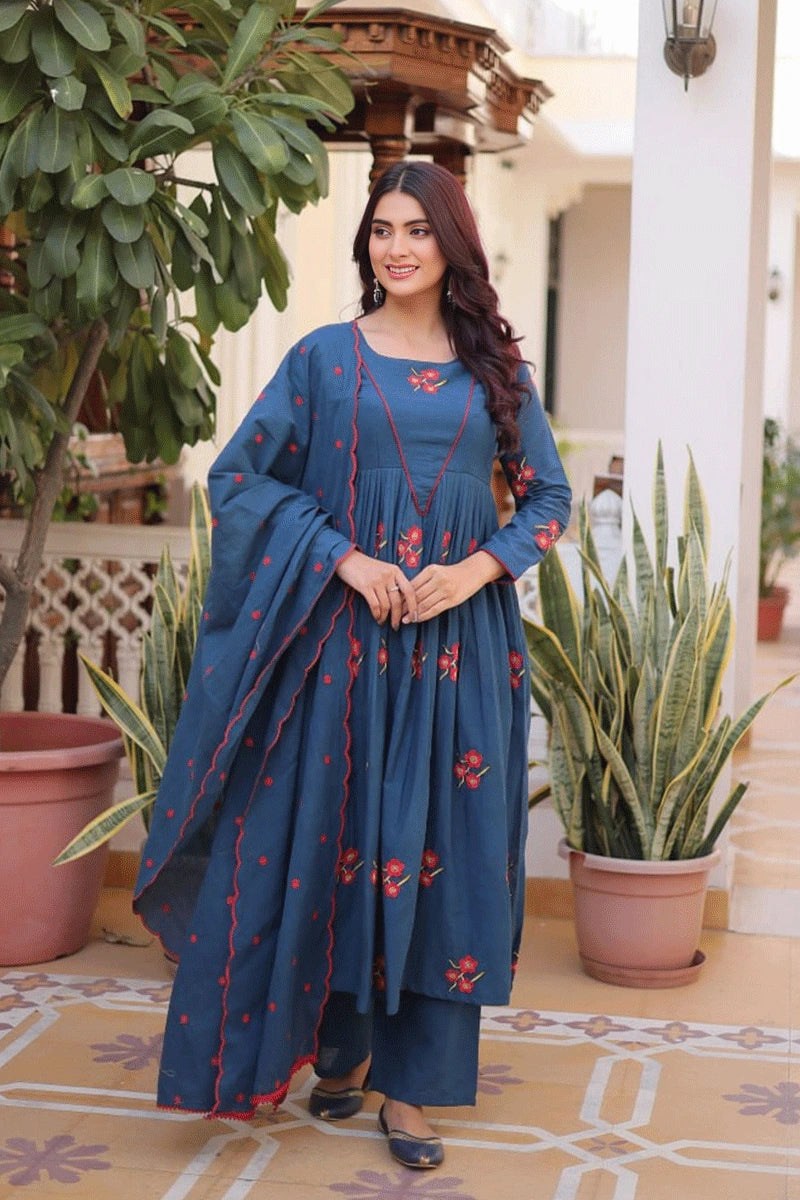 Office Wear Cotton Embroidery Work Dress For Girl