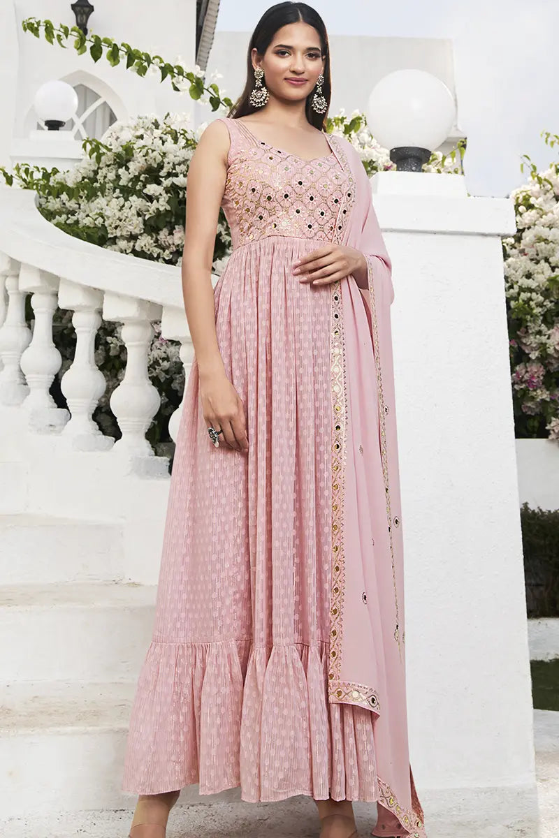 Gown in baby pink colour clearance