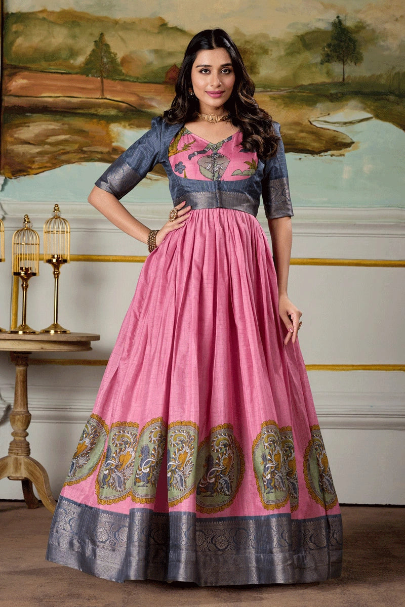 South Indian Style Gown For Wedding Function - Main Image