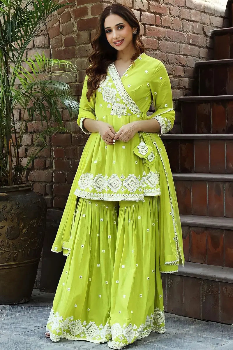 Buy Parrot Green Sharara Dress For Girl - Anaya Designer Studio Buy Parrot Green Sharara Dress For Girl - Anaya Designer Studio
