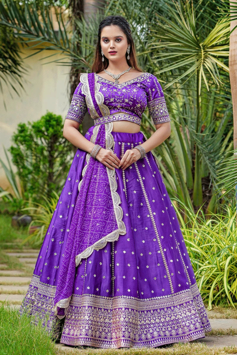 Pre Wedding Outfit Heavy Flare Purple Chaniya Choli