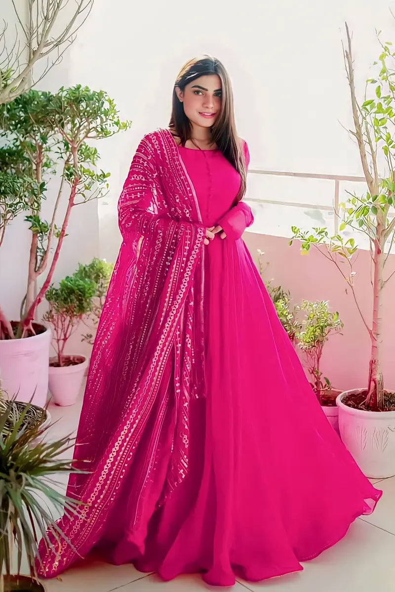 Beautiful Pink Gown For Raksha Bandhan - Anaya Designer Studio Beautiful Pink Gown For Raksha Bandhan - Anaya Designer Studio