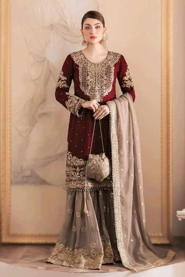 Georgette Red Colour Sharara Suit For Diwali Festival