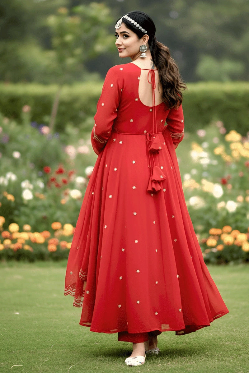 Karwa Chauth Special Designer Embroidery Work Plazzo Suit For Women