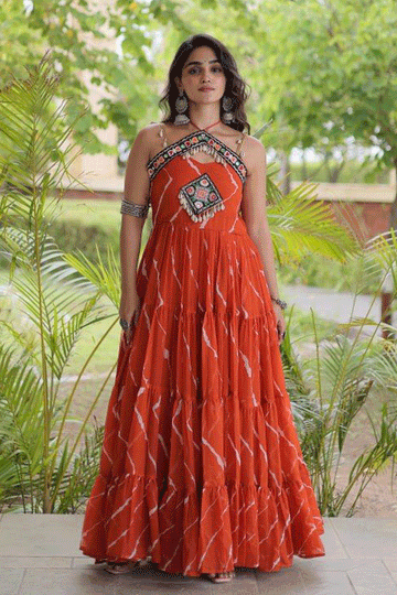 Traditional Kutchi PatchWork Long Gown For Garba