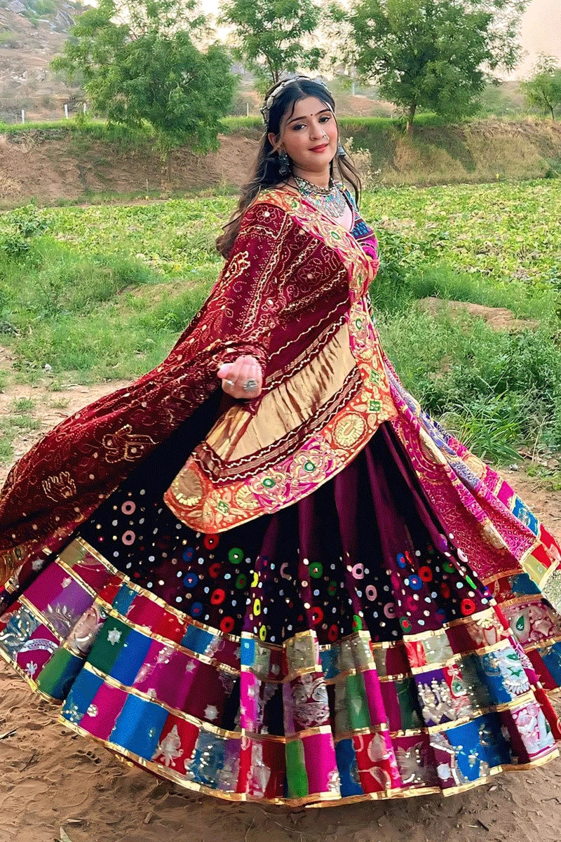 Multicolor Real Mirror Work Chaniya Choli For Dandiya Night