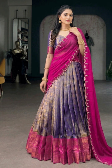 Kanjivaram Silk South Indian Style Half Saree For Women