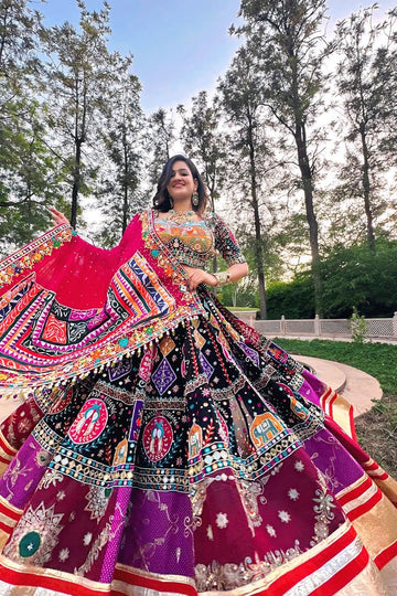 Heavy Real Mirror Work Ghagra Choli For Garba Night
