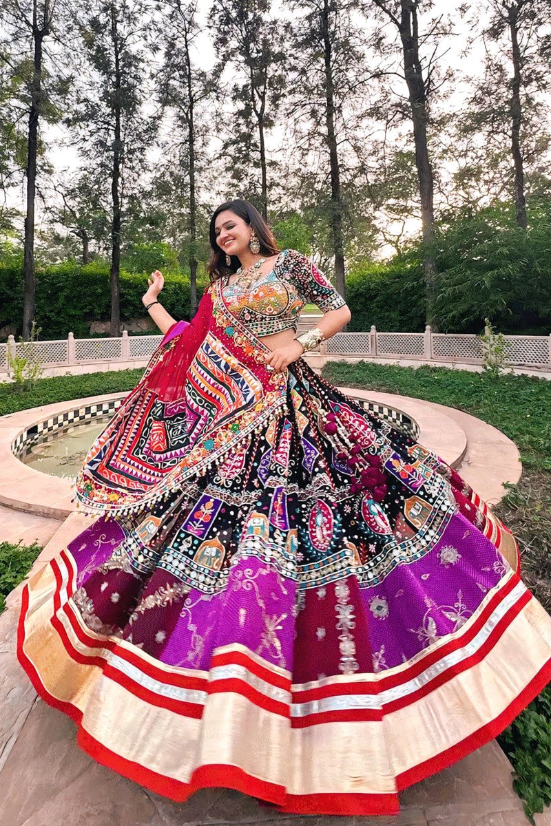 Heavy Real Mirror Work Ghagra Choli For Garba Night