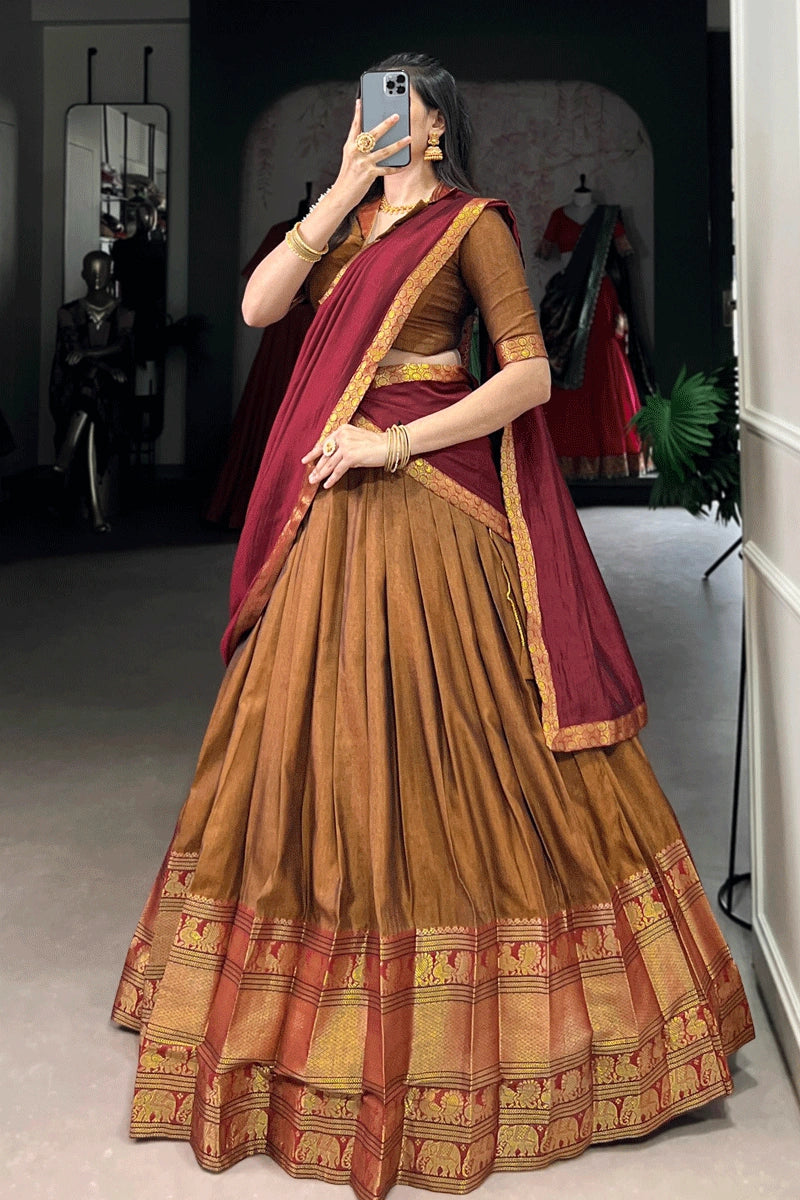 South Indian Style Half Saree For Onam Festival