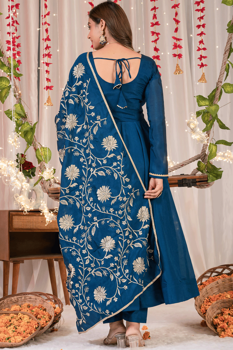 Blue Color Full sleeve Anarkali Gown For Wedding