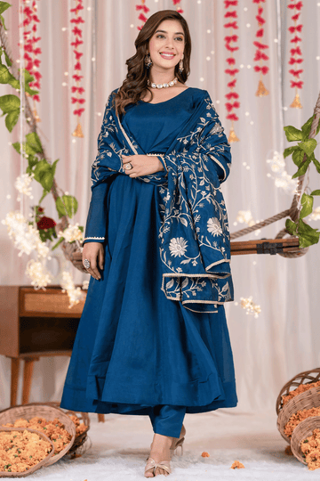 Blue Color Full sleeve Anarkali Gown For Wedding