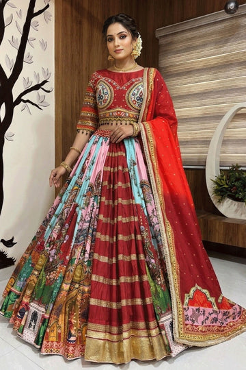 Real Mirror Work Multicolor Lehenga Choli For Navratri