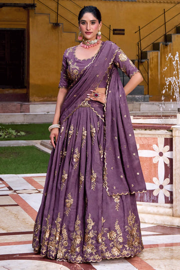 Heavy Flair Sequins Embroidery Work Lehenga Choli For Wedding